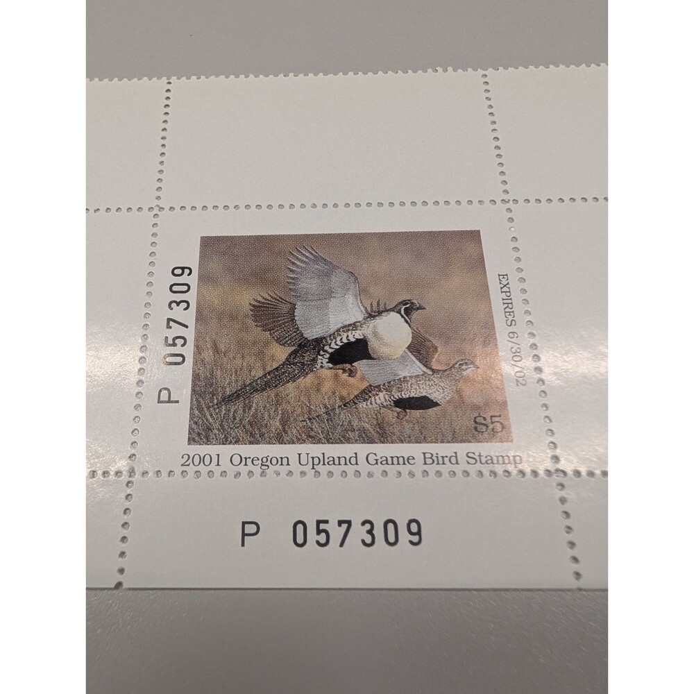2001 Oregon Upland Game Bird Stamp mint condition collectable